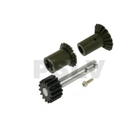 208381 - Front drive gear set and Pulley Shaft with Steel Gear (15T) Gaui X5
